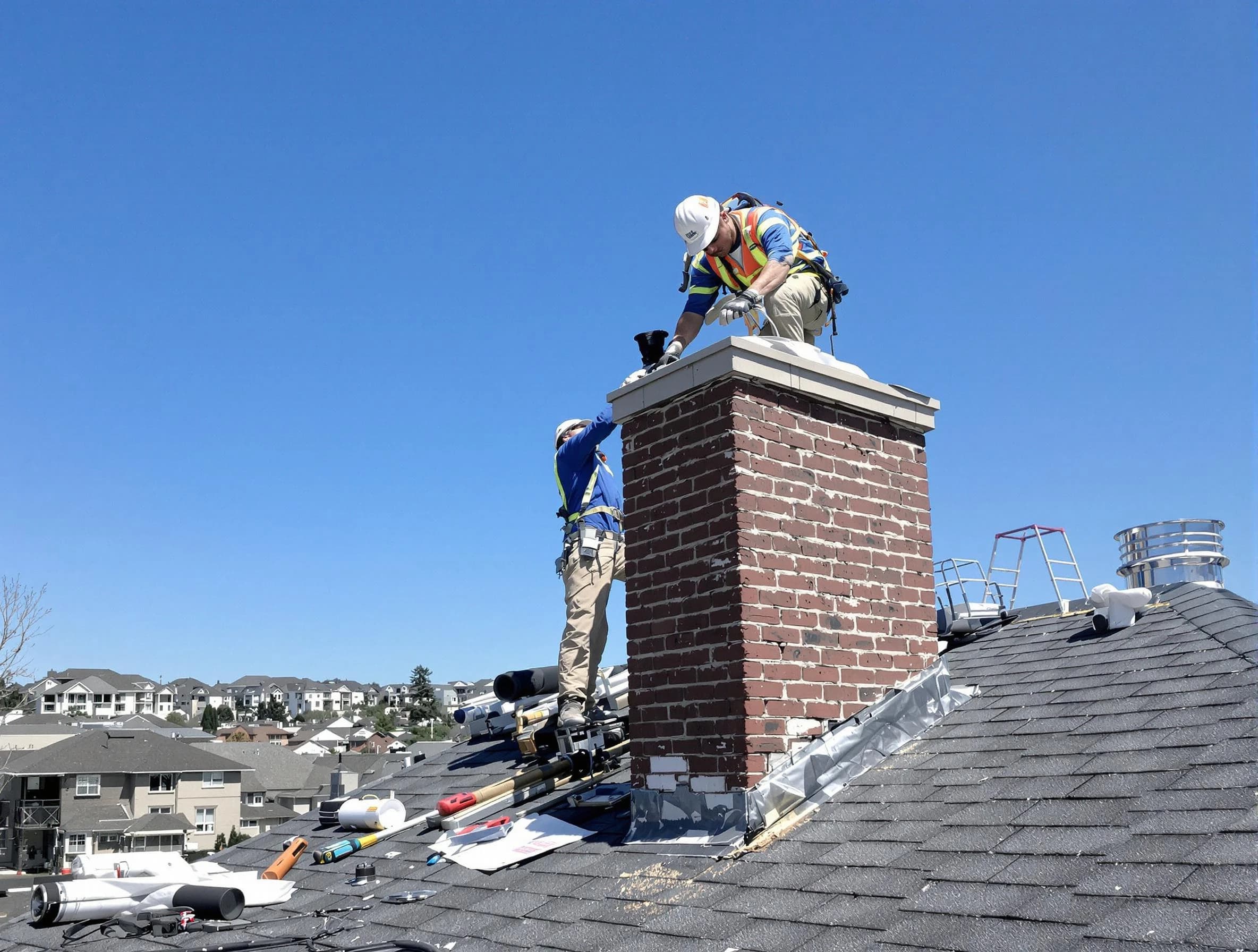 Northglenn Chimney Sweep repairing a chimney crown in Northglenn, CO
