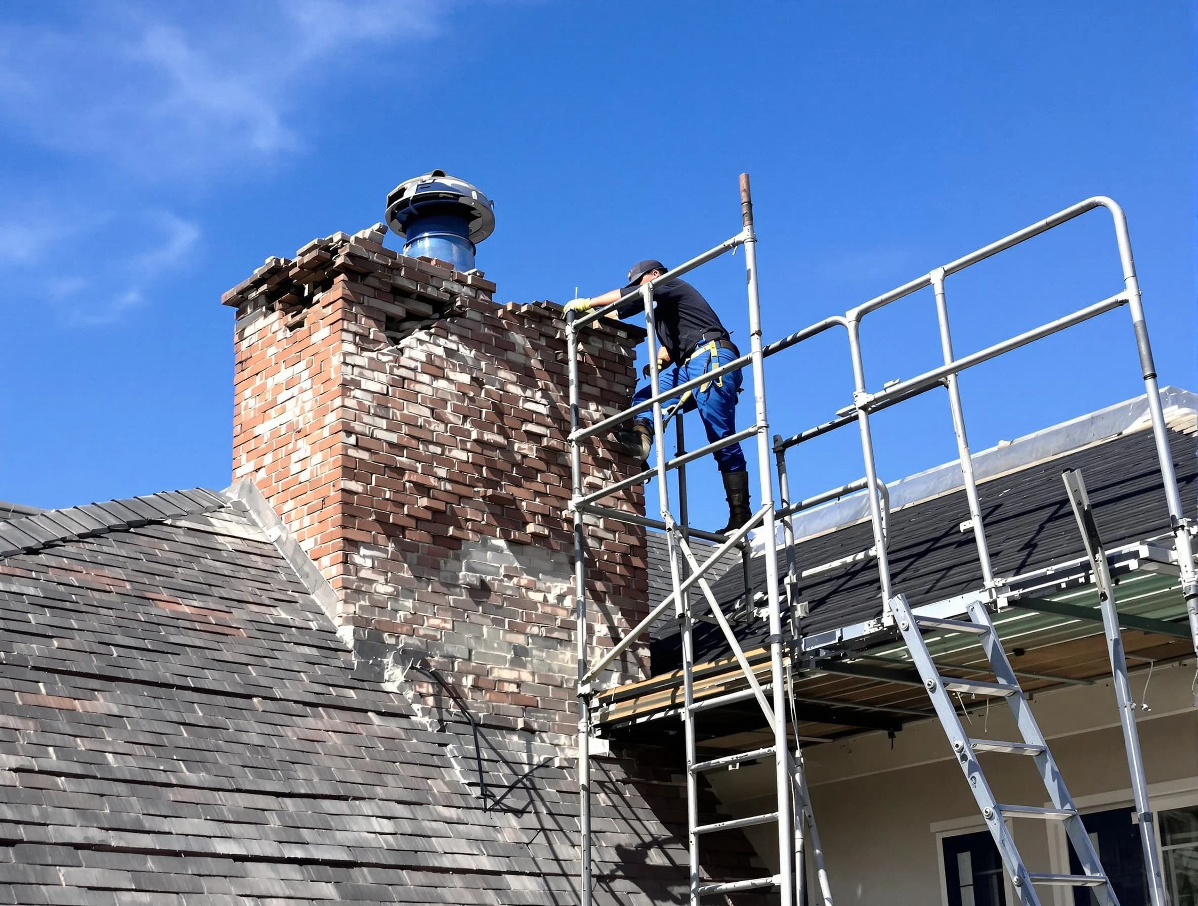 Rebuilding a chimney structure by Northglenn Chimney Sweep in Northglenn, CO