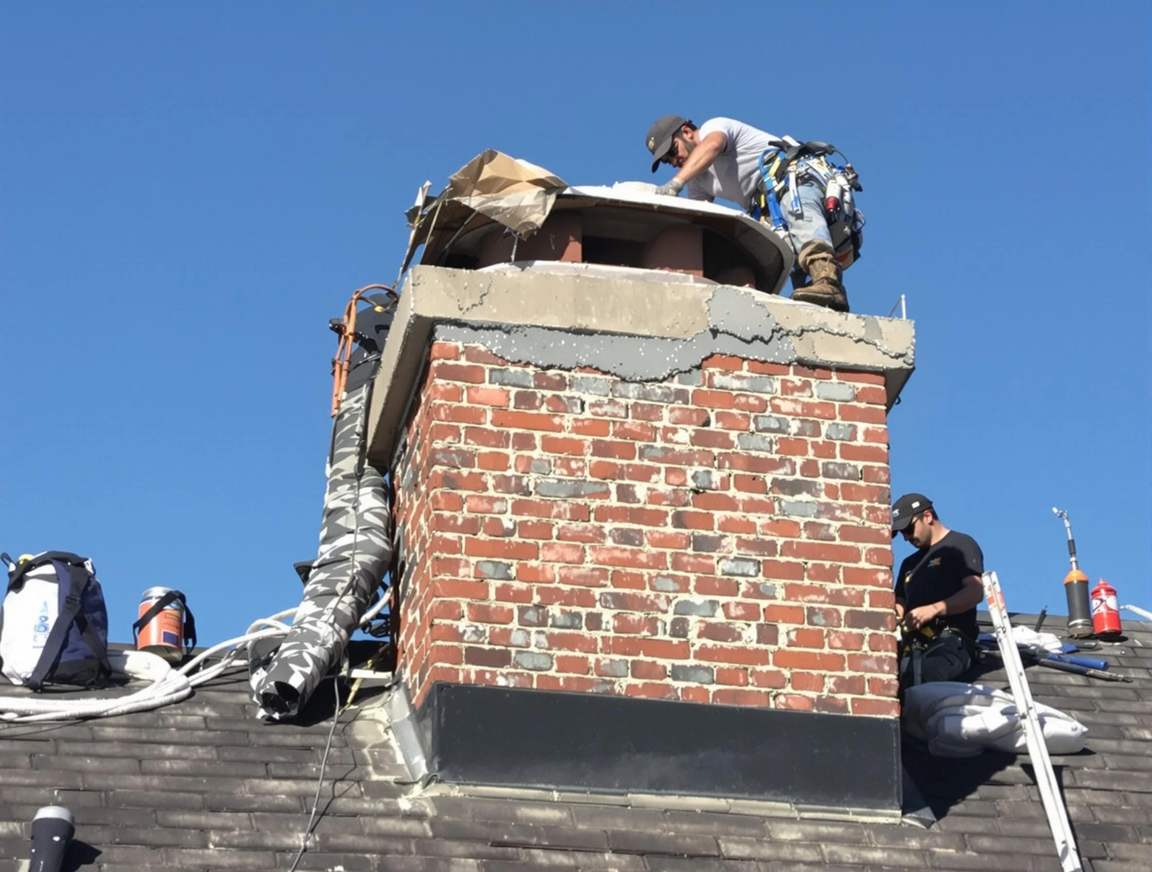 Northglenn Chimney Sweep installing a custom chimney crown in Northglenn, CO