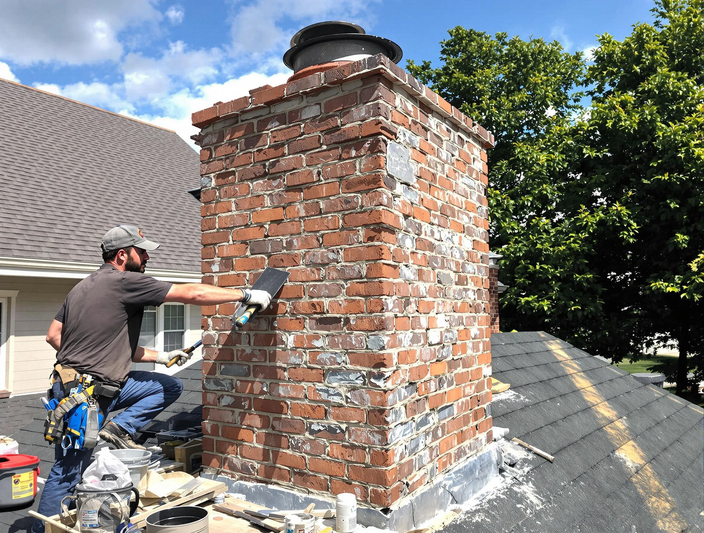 Completed chimney rebuild by Northglenn Chimney Sweep in Northglenn, CO